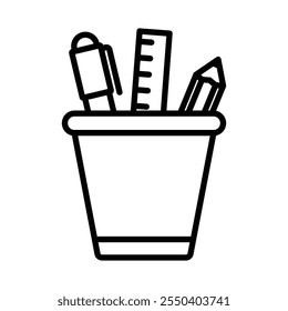 Pencil holder icon linear logo isolated