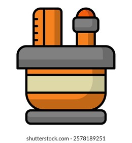 Pencil holder icon. office material icon. lineal color