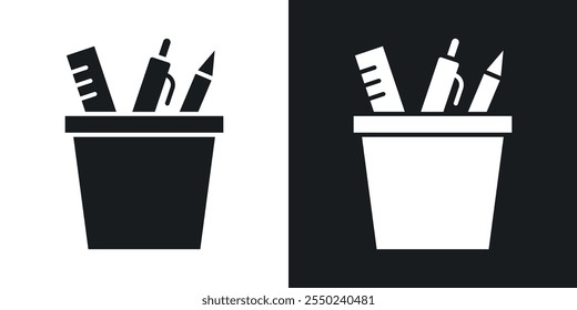 Pencil holder icon pack in black color.