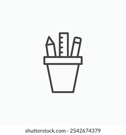 Pencil holder icon set in black color