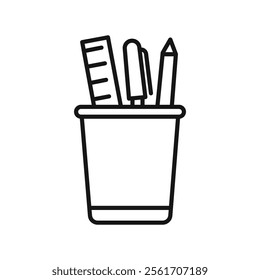 Pencil holder icon Simple thin line flat symbol