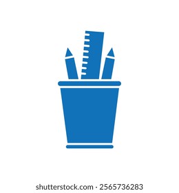 Pencil holder icon Thin line illustration set