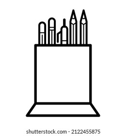 Pencil holder icon in trendy vector design illustration