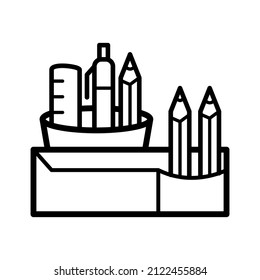 Pencil holder icon in trendy vector design illustration