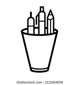 Pencil holder icon in trendy vector design illustration