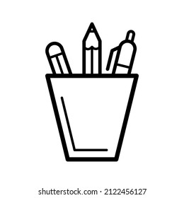 Pencil holder icon in trendy vector design illustration