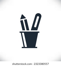 Pencil holder icon, vector illustration, black sign on isolated background