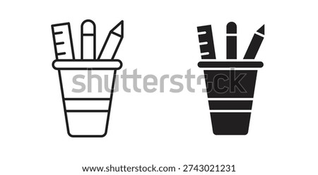 Pencil holder icon vector Illustration and outline Icons. vector silhouette.