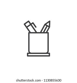 Pencil holder outline icon. linear style sign for mobile concept and web design. Office Supplies simple line vector icon. Symbol, logo illustration. Pixel perfect vector graphics