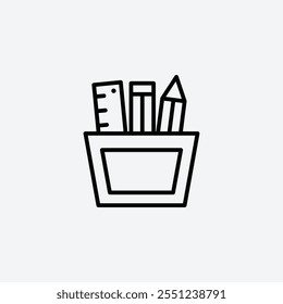 Pencil holder thin liner icon isolated.
