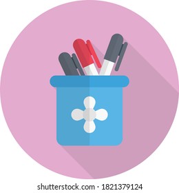 pencil holder vector circle  flat icon 