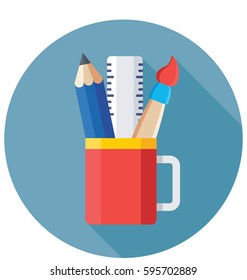 Pencil Holder Vector Icon