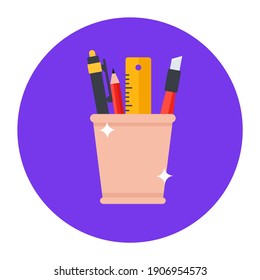 
Pencil holder vector, icon of pencil case in editable style 