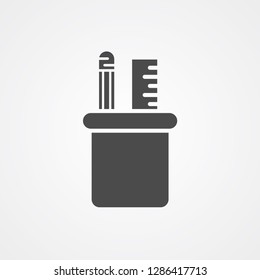 Pencil holder vector icon sign symbol