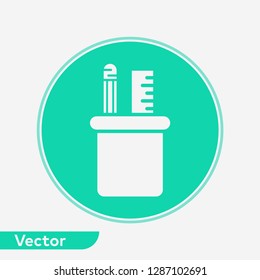 Pencil holder vector icon sign symbol