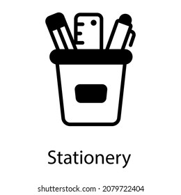 Pencil holder, vector icon of stationery  in editable style 