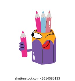 Pencil holder Vector Sticker. Eps 10 File 