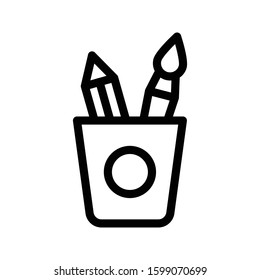 pencil holder vector thin line icon 