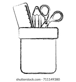 pencil holders with rule and scissors
