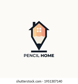 pencil home logo abstract illustration