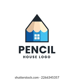 Pencil Home Window Logo Vector Icon Illustration