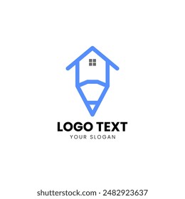 Pencil House Aprtment Logo Design Vector