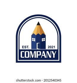 pencil house logo , architecture logo