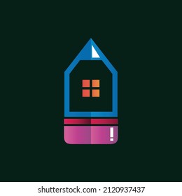Pencil and house logo design