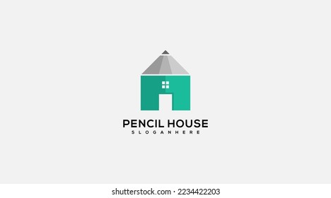 Pencil house logo design inspiration