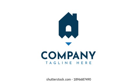Pencil house logo template. Vector
