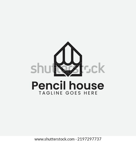 Pencil, house minimal logo icon simple and clean 