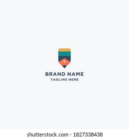 Plantilla de diseño del logotipo del vector de la casa de lápiz