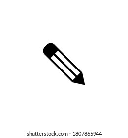 Pencil Icon in black flat glyph, filled style isolated on white background