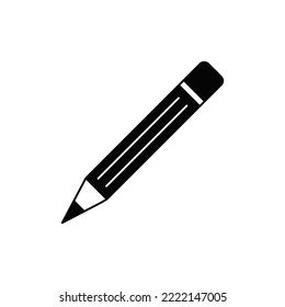 pencil icon in black flat glyph, filled style isolated on white background