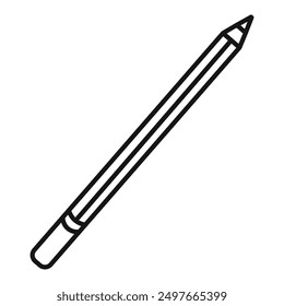 Pencil icon Black line art vector