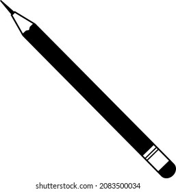 Pencil icon, black silhouette. Highlighted on a white background. Vector illustration. A series of business icons.