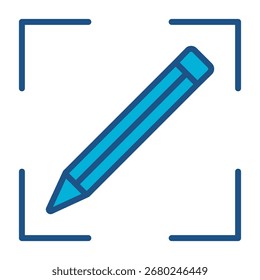 Icono De Lápiz En Diseño Plano Monocromo Azul, Ilustración vectorial