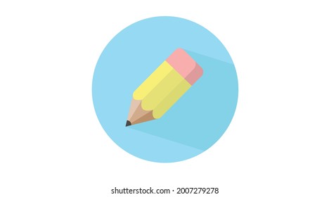 Pencil Icon. Blue rounded editable flat pencil illustration