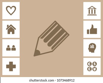 Pencil Icon With Bonus Icons. Eps-10.