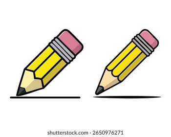 Pencil icon in cartoon flat style. Office supplies concept. Flat vector design. white background.