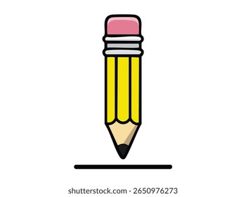 Pencil icon in cartoon flat style. Office supplies concept. Flat vector design. white background.