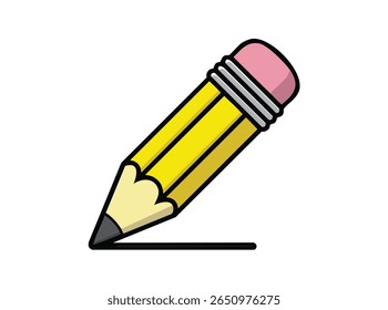 Pencil icon in cartoon flat style. Office supplies concept. Flat vector design. white background.