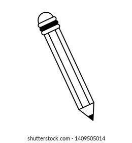 pencil icon cartoon isolated vector illustration graphic design black and white