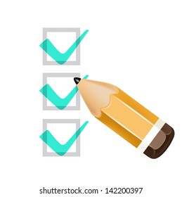 pencil icon with check boxes isolated on white