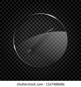 Pencil icon. Icon in circle glass bubble on dark transparent grid. Glass style