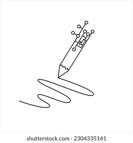 pencil icon, pencil with circuit electrical