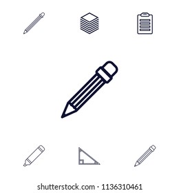 Pencil icon. collection of 7 pencil outline icons such as check list, paper, pen, triangle. editable pencil icons for web and mobile.