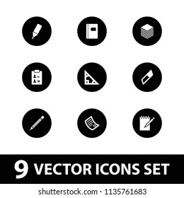 Pencil icon. collection of 9 pencil filled icons such as triangle, eraser, highlighter, paper, document, check list. editable pencil icons for web and mobile.