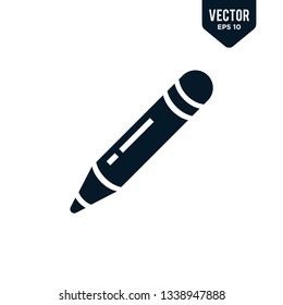 Pencil icon collection in glyph flat style, solid color