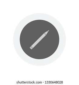 Pencil icon. Icon in colored circle with gray bold border. Web button, modern flat design